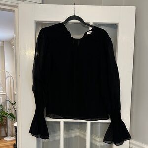 Frame Denim Black Sheer Blouse